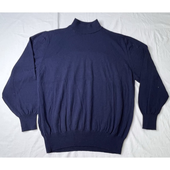 Lord & Taylor Men's Sweater XLarge Blue Turtleneck Merino Wool Thin Knit - Picture 1 of 11